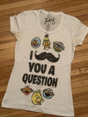 White womens Sesame Street Mustache Graphic Tee